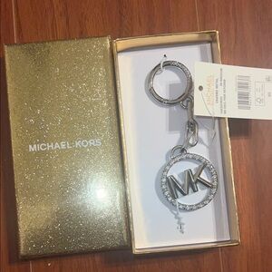 Michael Kors Silver Keychain with Gold Glitter Box